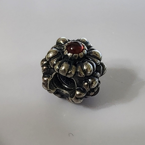 Pandora Birthday Blooms Charm "July - Carnelian"  retired - Picture 3 of 7